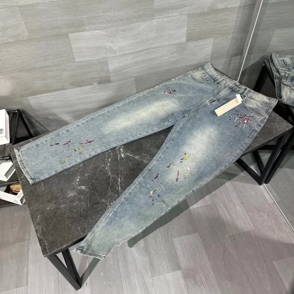 Off-White Industrial Jeans Light Wash Distressed Denim - 4