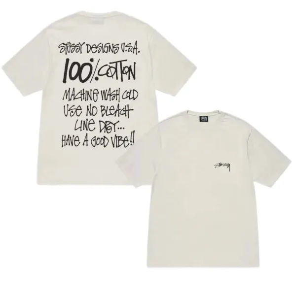 Stüssy 100% Cotton Care Instructions T-Shirt Beige - 1