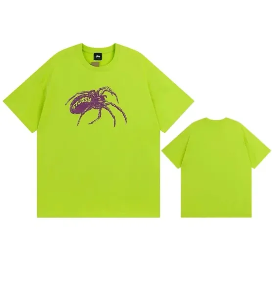 Stüssy Spider Graphic Neon Lime T-Shirt - 1