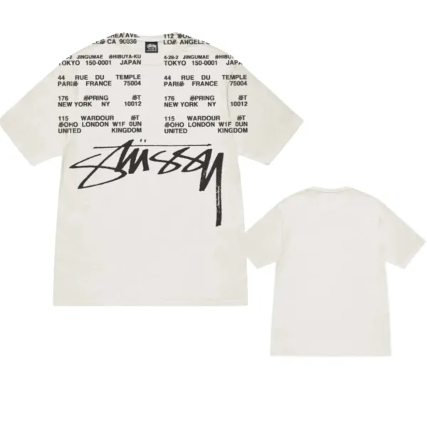 Stüssy Global Addresses Off-White T-Shirt White - 1