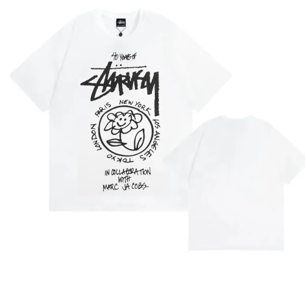 Stussy x Marc Jacobs 40 Years Flower Graphic White T-Shirt - 1