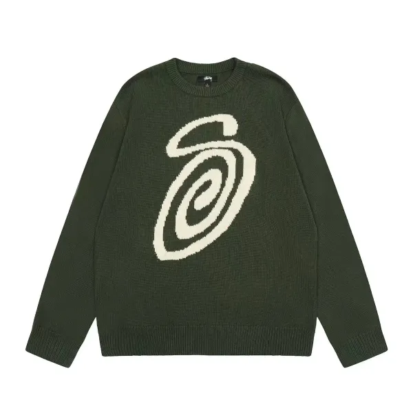 Stüssy Spiral Knit Sweater Army Green - 1