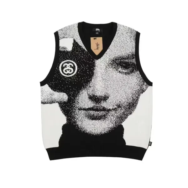Stüssy x Jean-Michel Basquiat Knit Vest-Top Black/White - 1