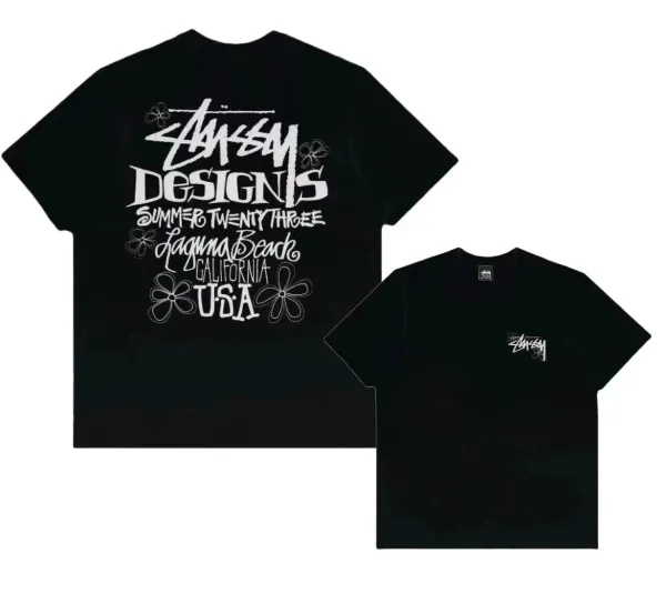 Stüssy Designs Summer 2023 Laguna Beach California USA Black T-Shirt - 1