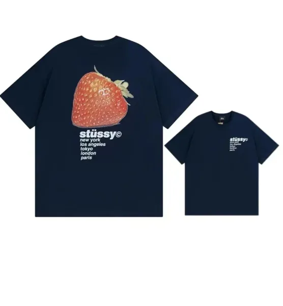 Stüssy Strawberry Graphic T-Shirt Navy - 1