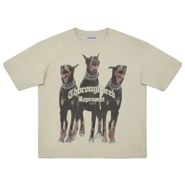 Nobady & Foskis Three Dobermans Beige T-Shirt - 1