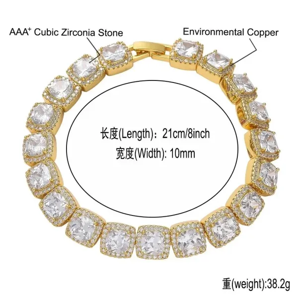 AAA+ Cubic Zirconia Stone Gold-Tone Bracelet - 1