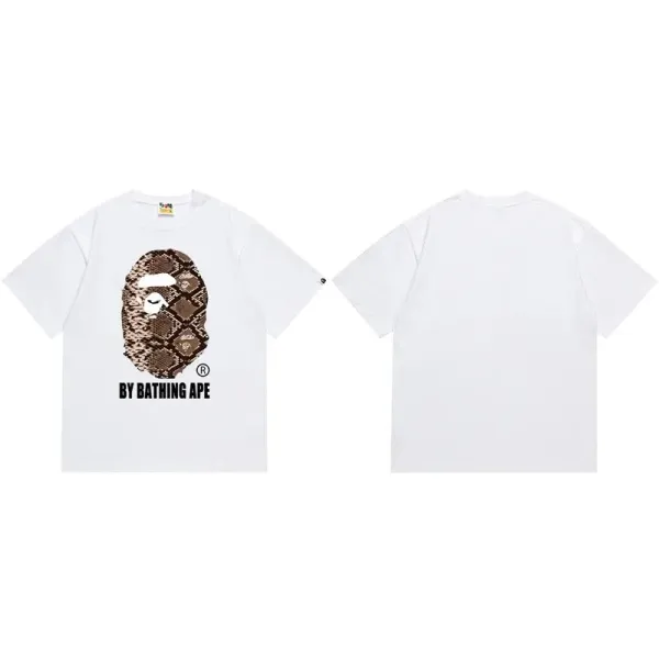 A Bathing Ape Snake Print Ape Head T-Shirt White - 1