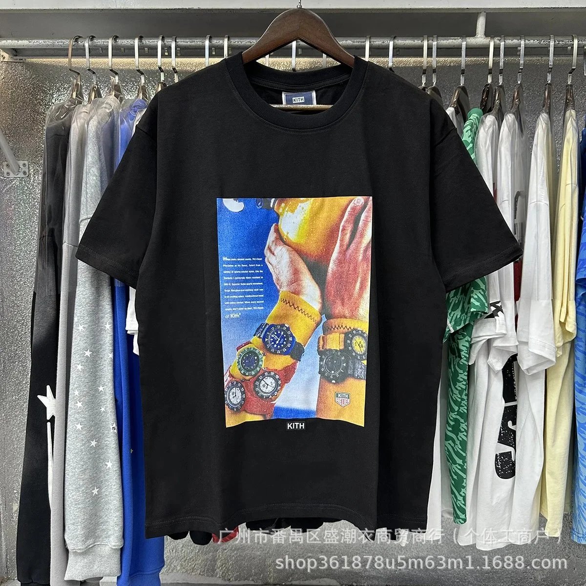 Kith T-Shirts Short-Sleeve Graphic Print Crewneck — Black 8058