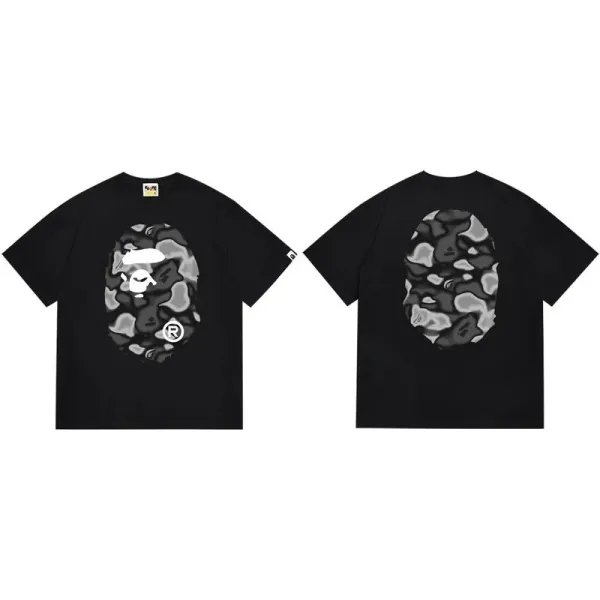 A Bathing Ape Camo Ape Head T-Shirt Black - 1