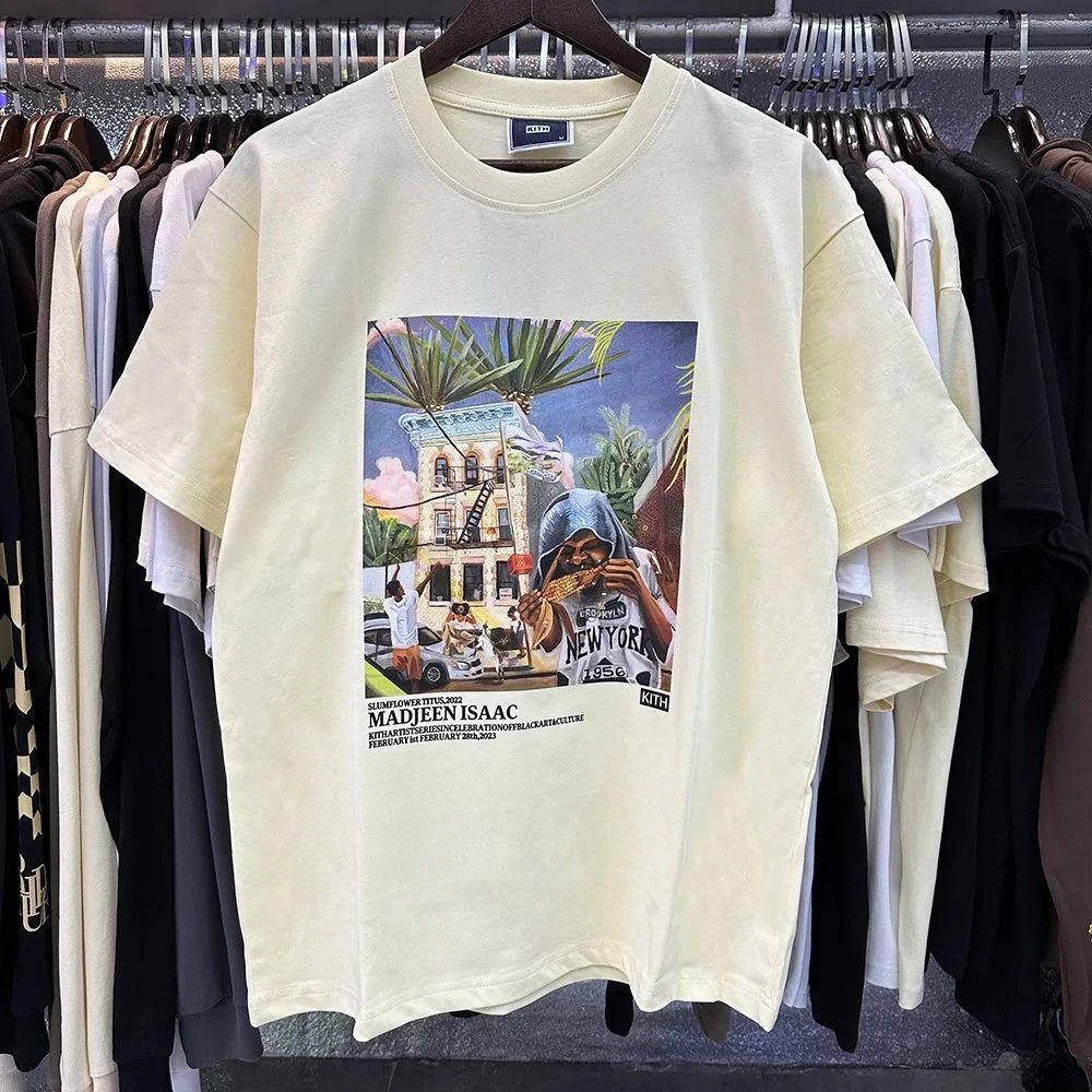 Kith T-Shirts Short-Sleeve Graphic Print Crewneck — apricot 8038