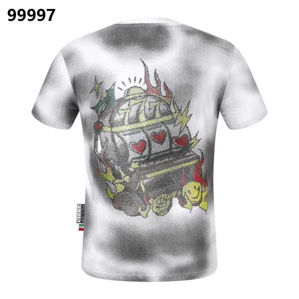 Philipp Plein Slot Machine Flame Graphic T-Shirt Silver - 1
