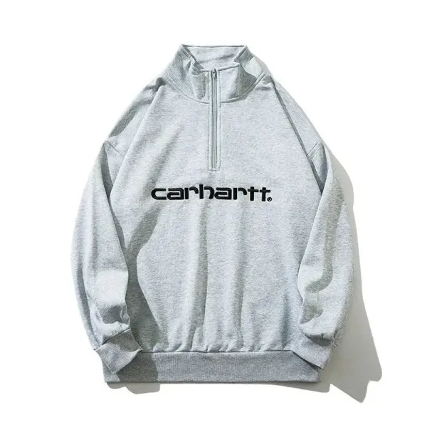 Carhartt WIP Half-Zip Pullover Gray Hoodie - 1