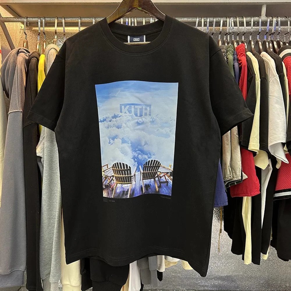 Kith T-Shirts Short-Sleeve Graphic Print Crewneck — Black 8036