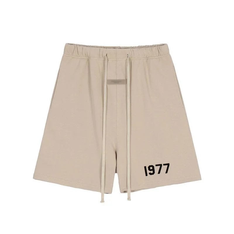 Fear of God Shorts ESSENTIALS drawstring logo — 1977 Apricot (Flocked Letters)