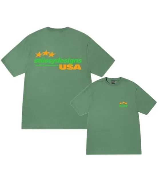 Stüssy Designs USA Green Graphic T-Shirt - 1