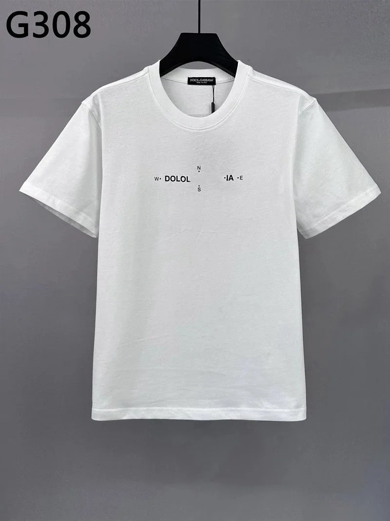 Dolce & Gabbana T-Shirts Short-Sleeve Logo Graphic Crewneck — G308 White