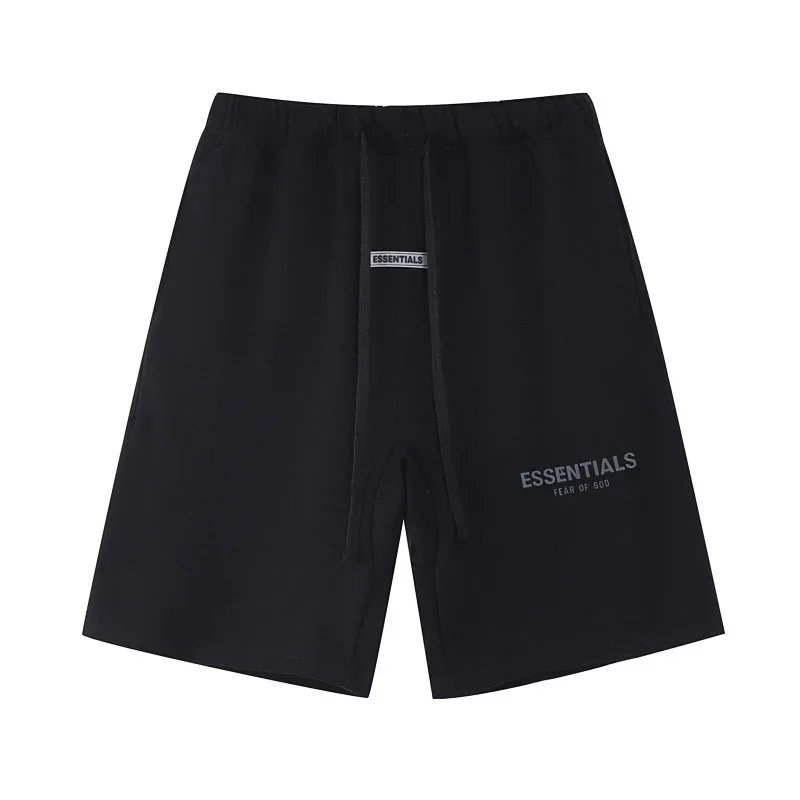 Fear of God Shorts ESSENTIALS drawstring logo — 2201 Black (Reflective Letters)