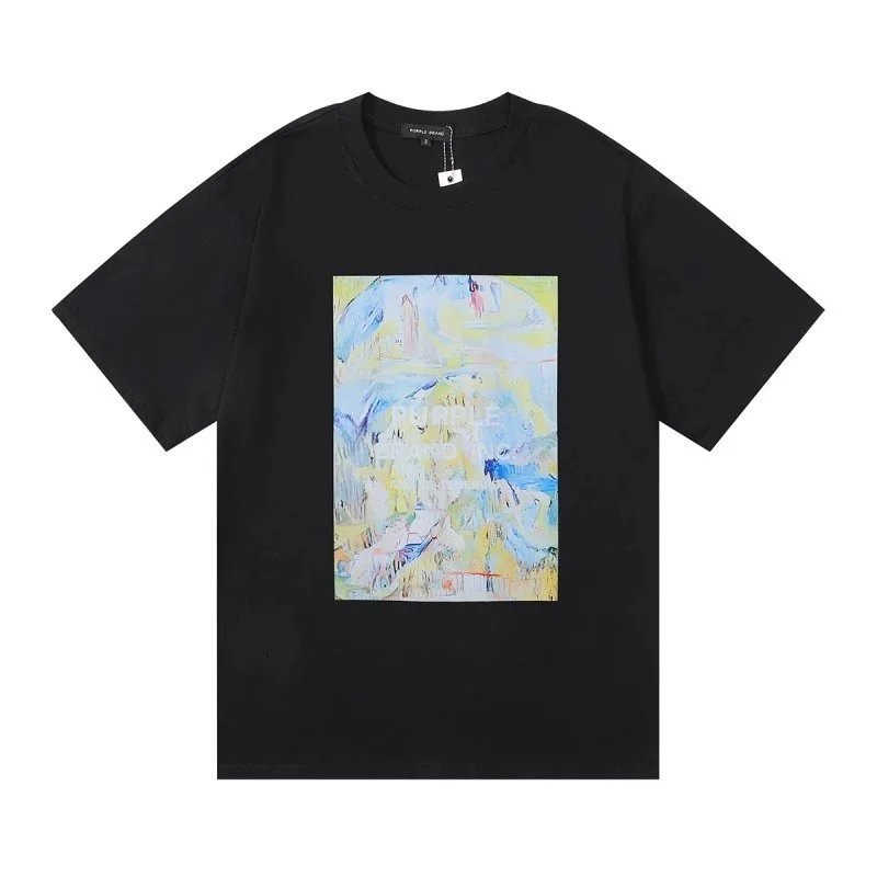 Purple Brand T-Shirts Short-Sleeve Graphic Print — 3019 Black