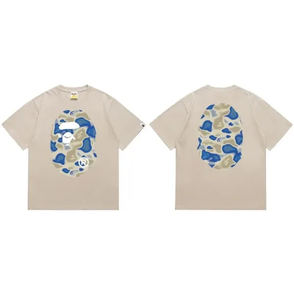 A Bathing Ape Camo Ape Head T-Shirt Beige - 1