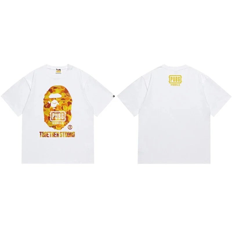 A Bathing Ape x PUBG Mobile Together Strong Camo Print White T-Shirt