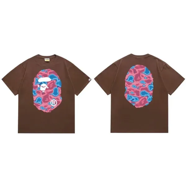 A Bathing Ape Camo Ape Head Brown T-Shirt - 1