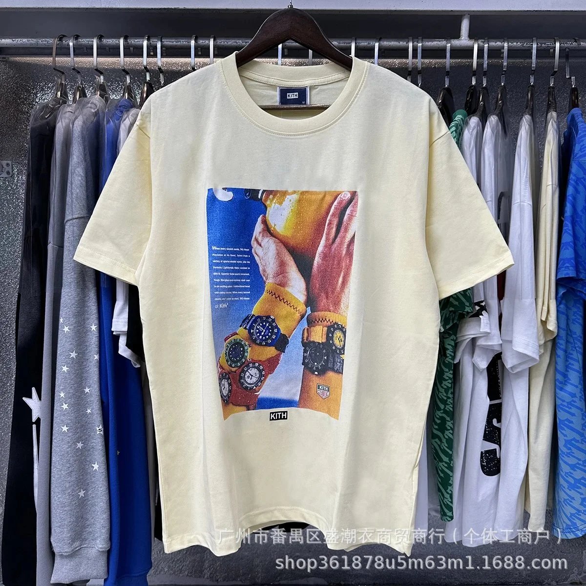 Kith T-Shirts Short-Sleeve Graphic Print Crewneck — Apricot 8058