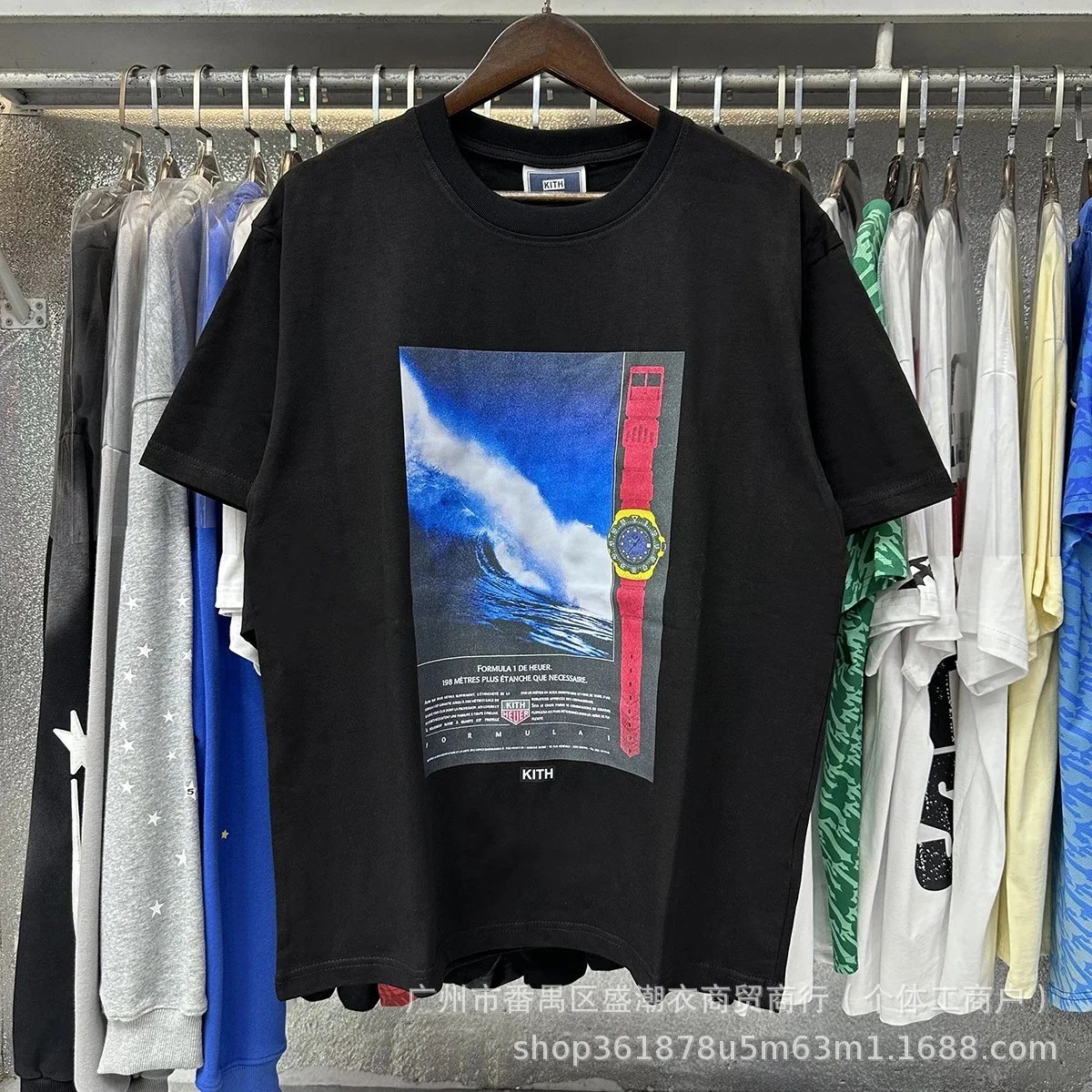 Kith T-Shirts Short-Sleeve Graphic Print Crewneck — Black 8057