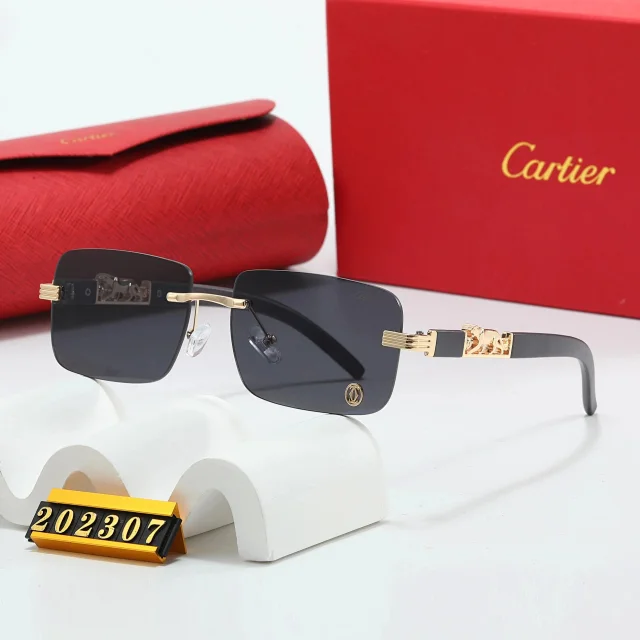 Cartier Eyewear Rimless square sunglasses with panther motifs product detail image 2
