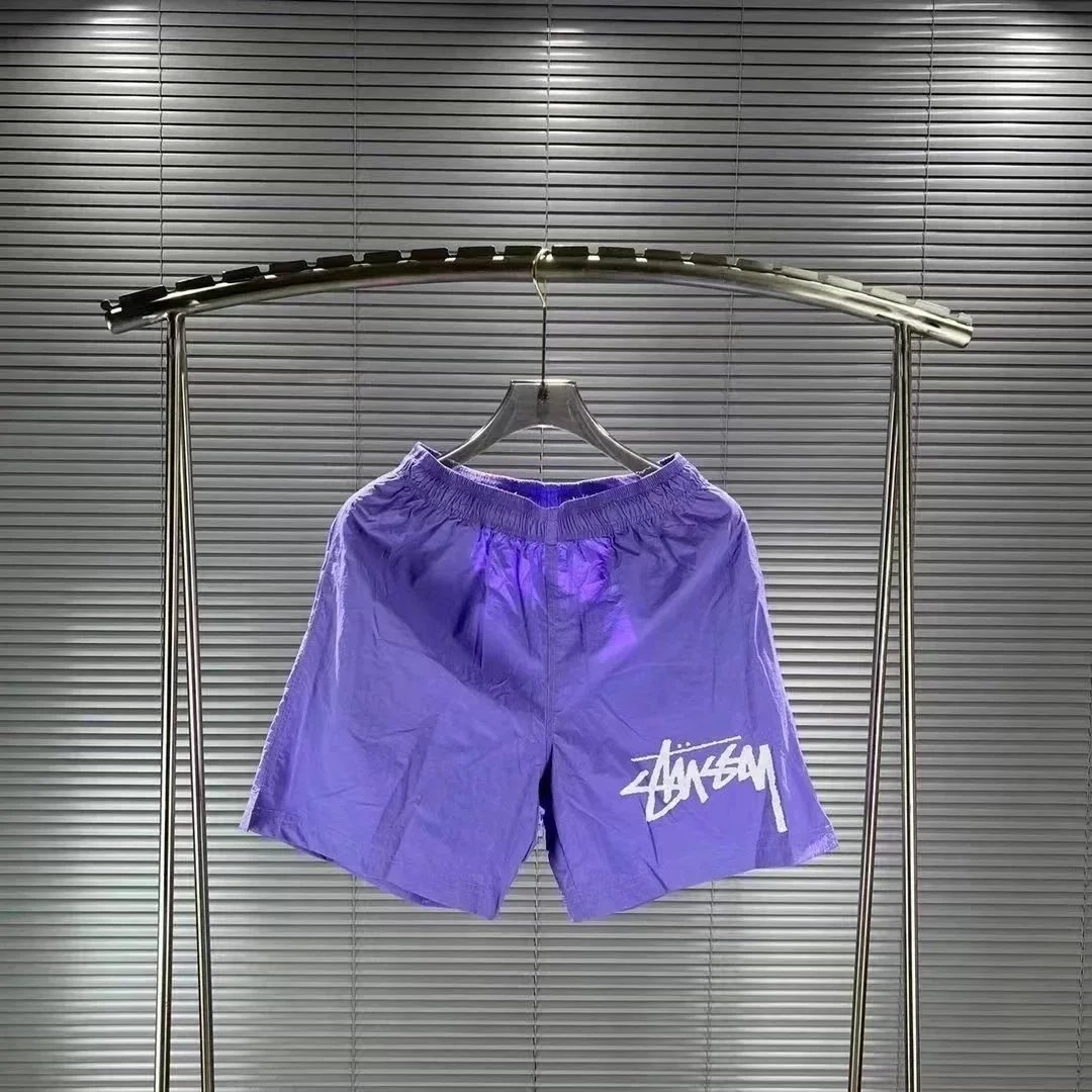 Stüssy Logo Print Nylon Shorts Purple - 1