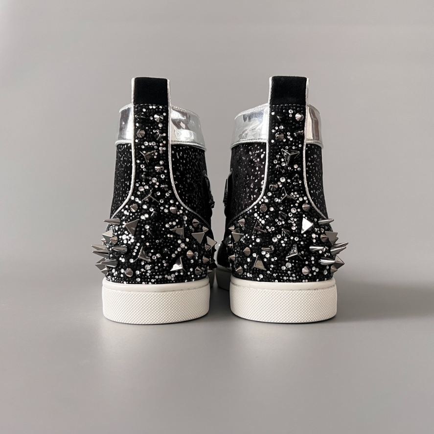 Christian Louboutin Louis Spikes White High-Top Sneakers - 11