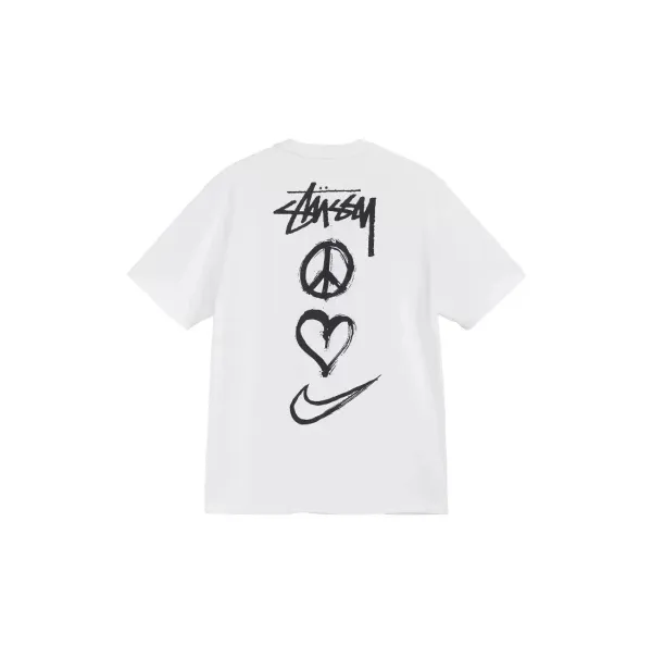 Stüssy x Nike Peace Love Swoosh White T-Shirt - 1