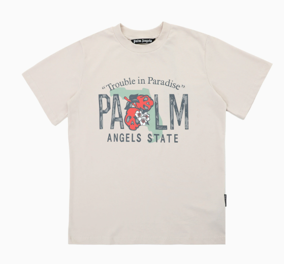 Palm Angels T-Shirts Short-Sleeve Graphic Print — 2249 Apricot