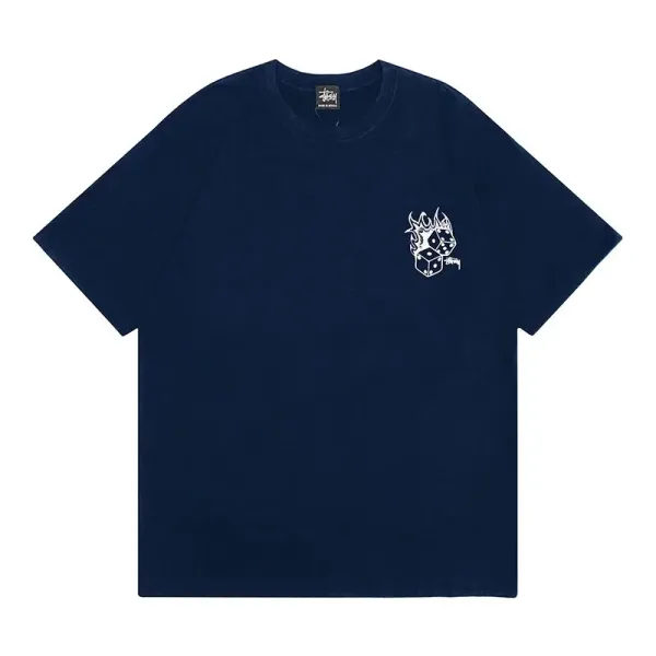 Stüssy Dice Flame Graphic T-Shirt Navy - 1