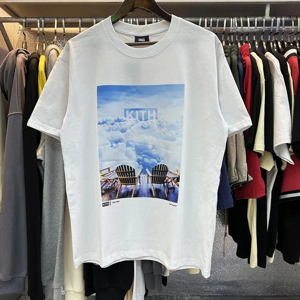 Kith T-Shirts Short-Sleeve Graphic Print Crewneck — White 8036