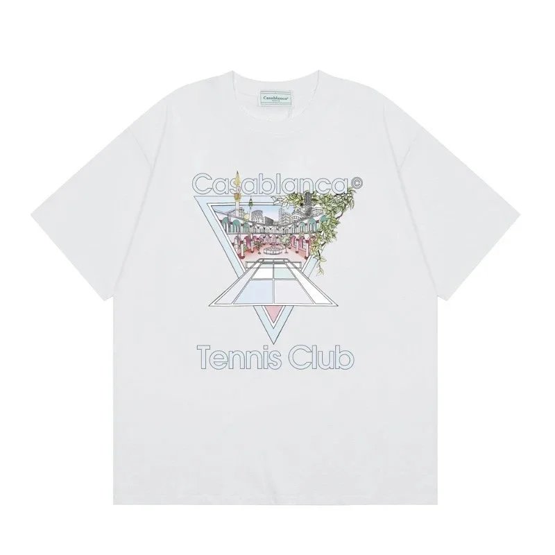 Casablanca T-Shirts Short-Sleeve Graphic Logo T-Shirt — C22 White