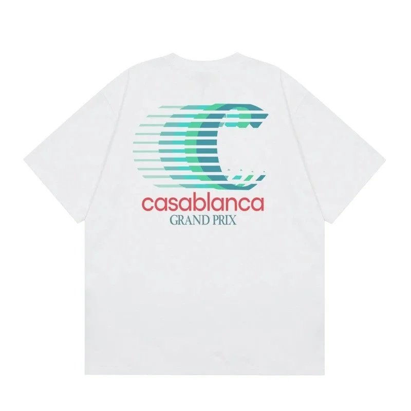 Casablanca T-Shirts Short-Sleeve Graphic Logo T-Shirt — C26 White