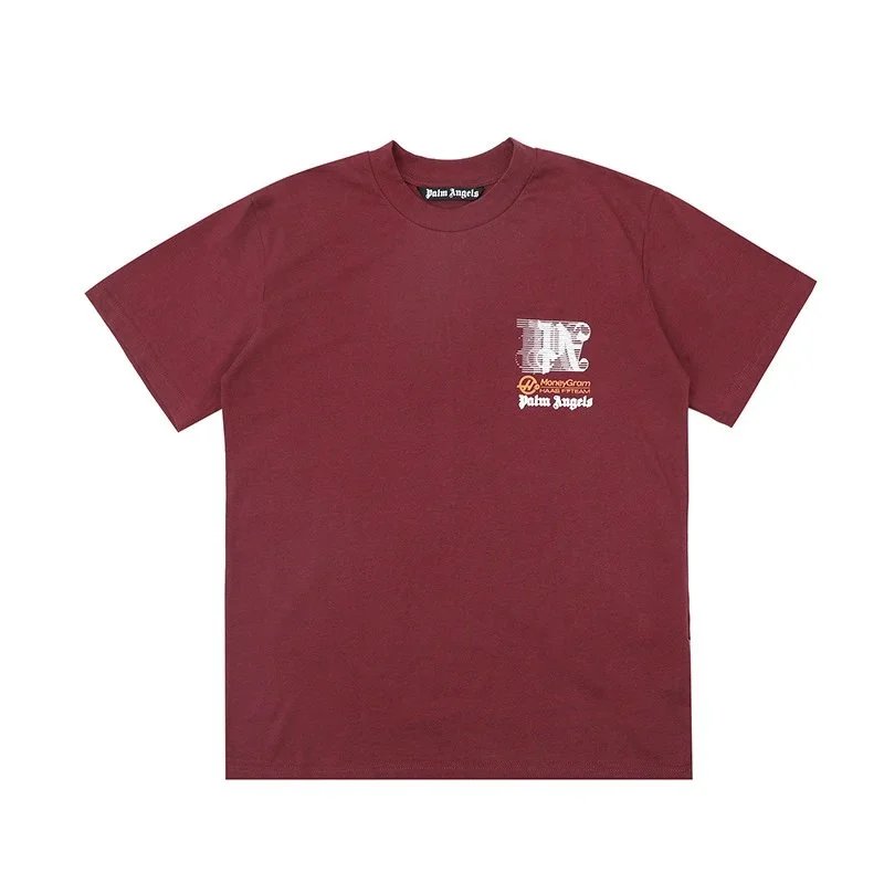 Palm Angels T-Shirts Short-sleeve graphic logo T-shirt — 2289 Wine Red