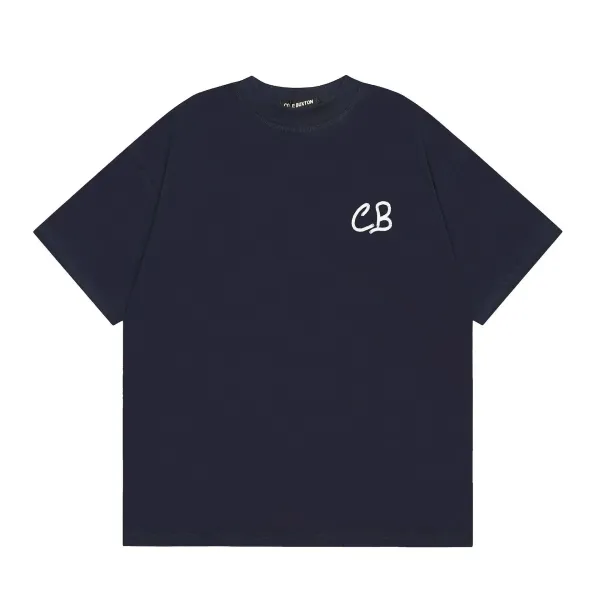 Cole Buxton CB Logo Embroidered Navy T-Shirt - 1