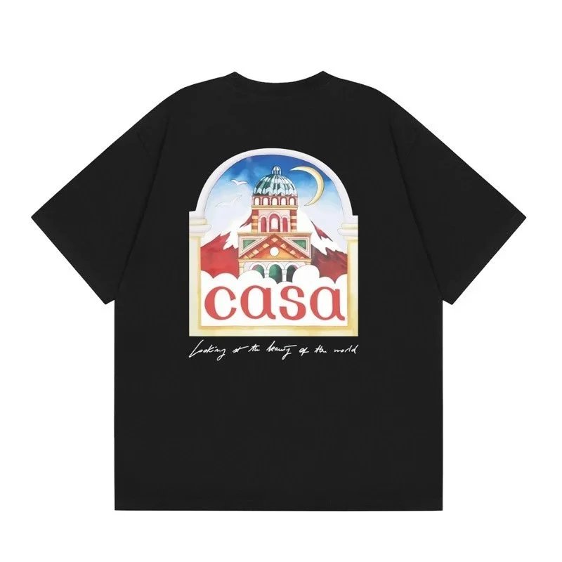 Casablanca T-Shirts Short-Sleeve Graphic Logo T-Shirt — C25 Black