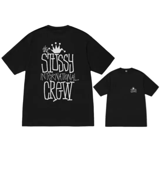 Stüssy International Crew Black T-Shirt - 1