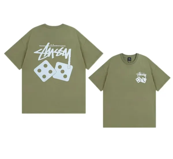 Stussy Dice Logo Oversized T-Shirt Army Green - 1