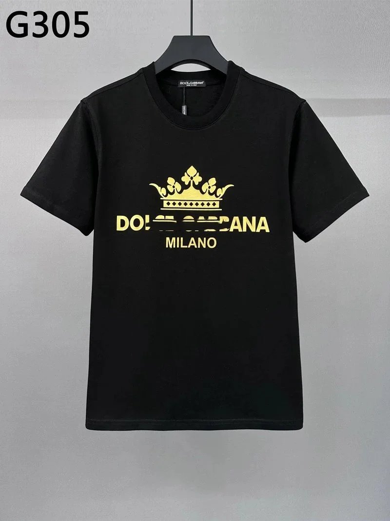 Dolce & Gabbana T-Shirts Short-Sleeve Logo Graphic Crewneck — G305 Black