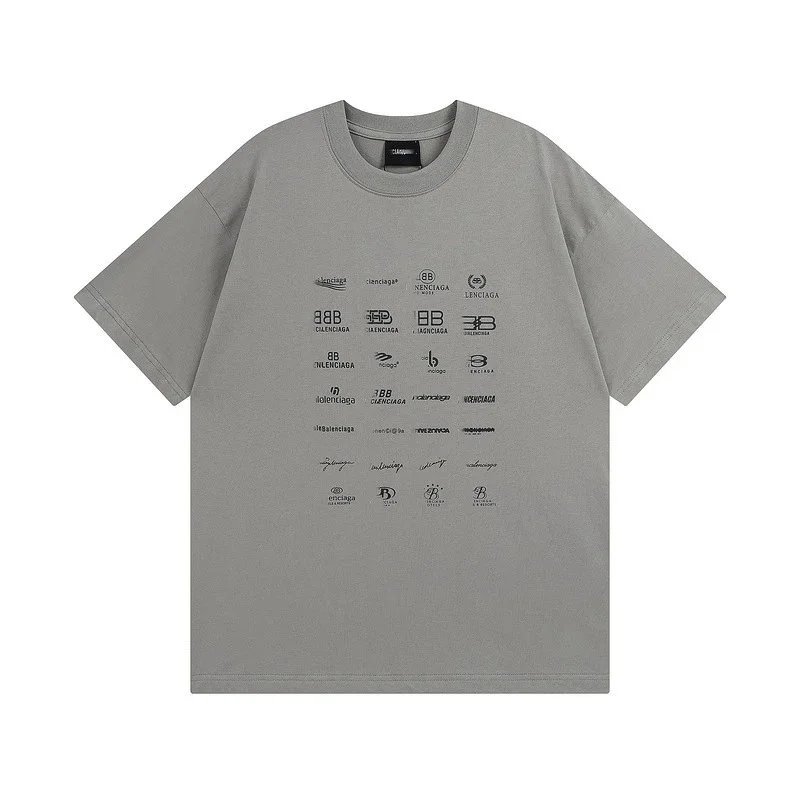 Balenciaga T-Shirts Logo Collage Print — Smoke gray