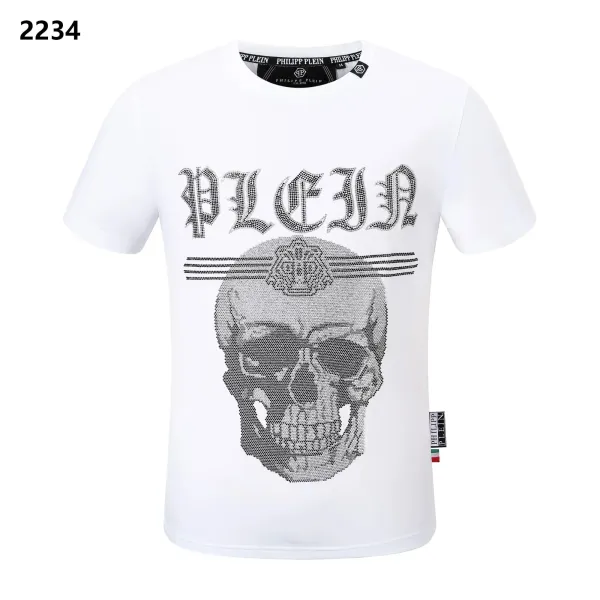 Philipp Plein Skull Crystal Embellished White T-Shirt - 1