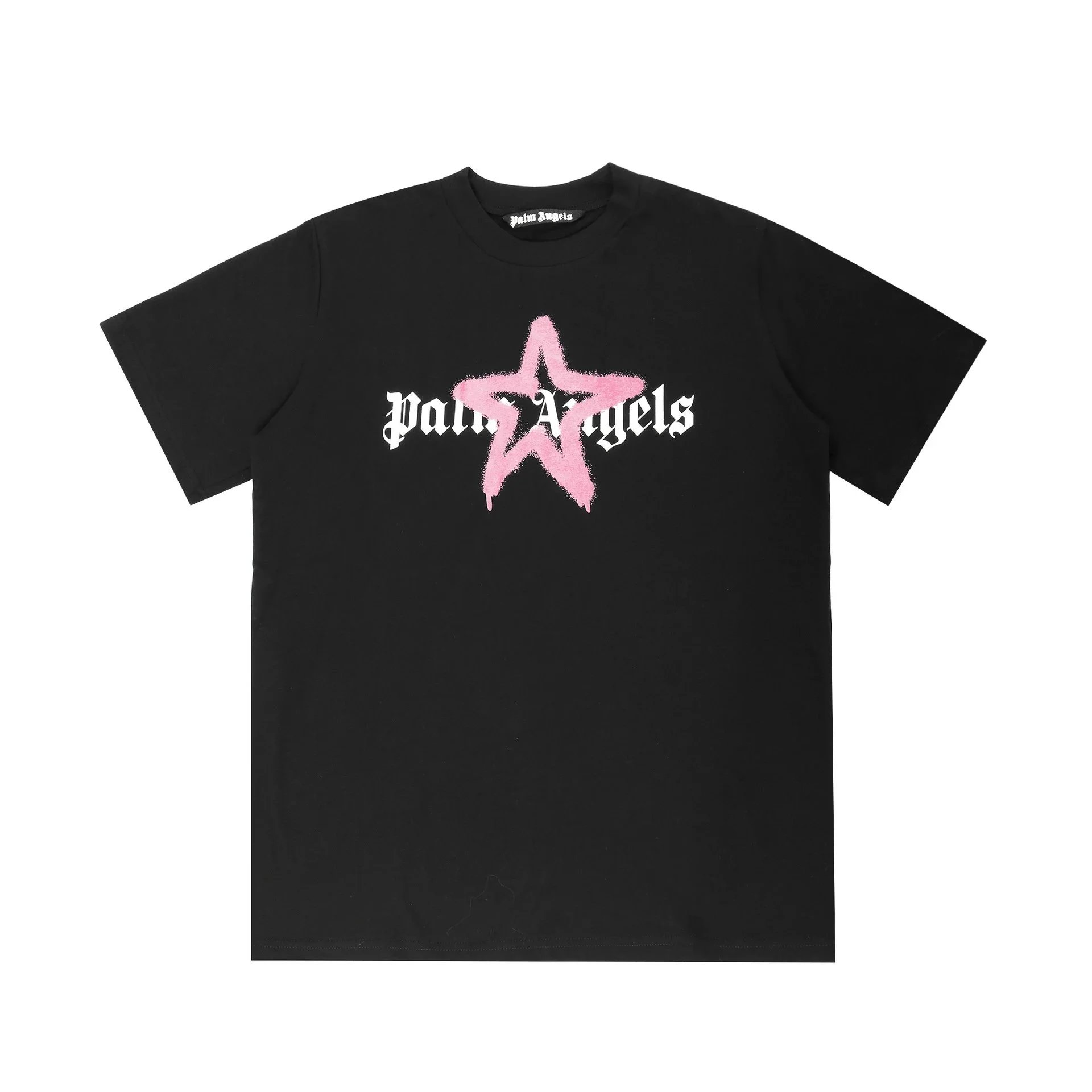 Palm Angels T-Shirts Short-Sleeve Graphic Print — 2220 Black-Pink Print