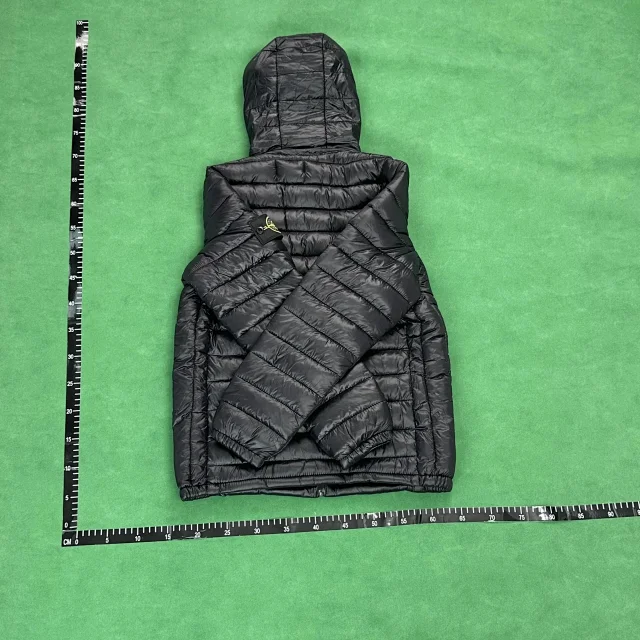 Stone Island Down Jackets Hooded quilted puffer jacket with compass sleeve badge product detail image 3