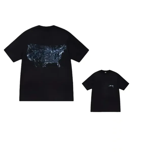 Stüssy USA Map Graphic Black T-Shirt - 1