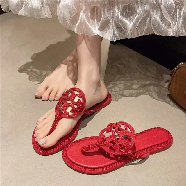 Tory Burch Slippers Rhinestone Logo Thong product detail image 3