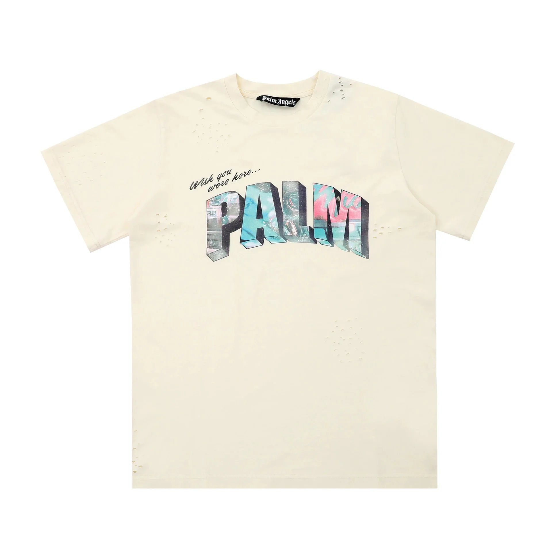 Palm Angels T-Shirts Short-Sleeve Graphic Print — 2234 Apricot